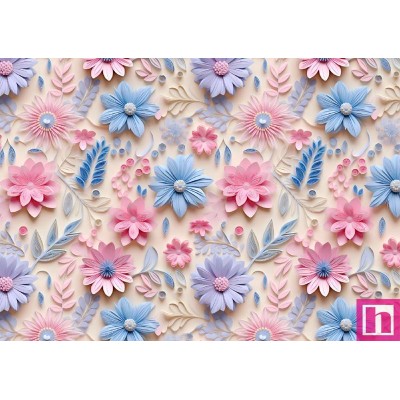 67496 PERCALE ESTAMPADO 3D FLOREAL (01) 1.50 M. 115 GR/M2. ALGODON 100% CREMA/MULTI Venta en piezas de 10.00 M
