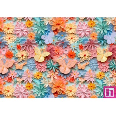 67498 PERCALE ESTAMPADO 3D ANEMOME (01) 1.50 M. 115 GR/M2. ALGODON 100% CORAL/MULTI Venta en piezas de 10.00 M