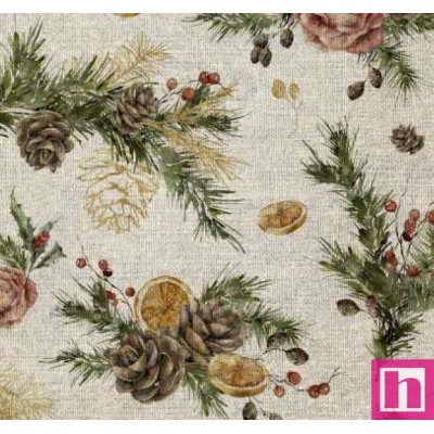 67554 LONETA HALP PANAMA ESTAMPADA LUZZ (02) 1.40 M.-200 GR/M2- ALGODON 100% CRUDO/VERDE Venta en piezas de 12.00 M