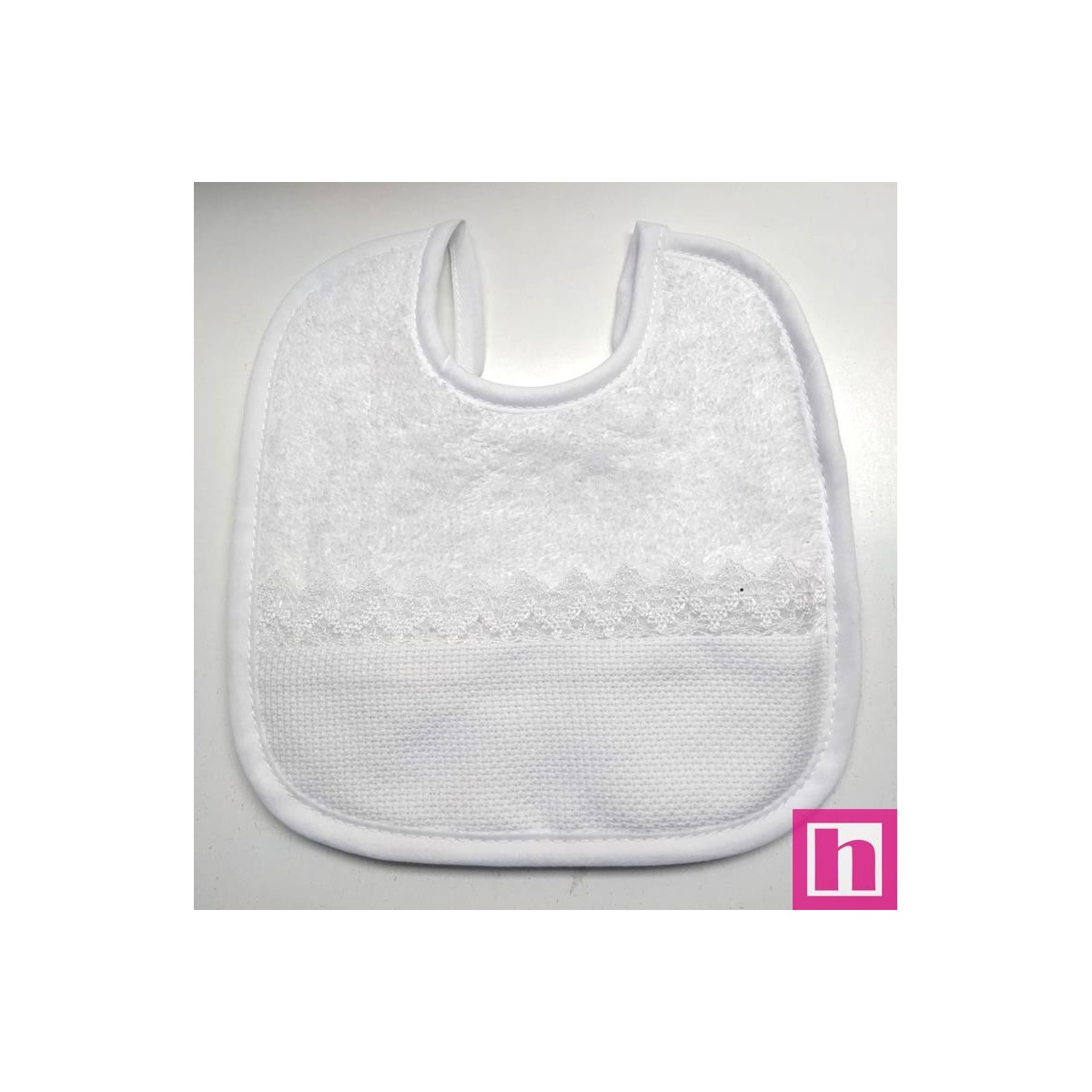 983407-000 BABERO RIZO+PANAMA ALIVIA 19X20 POL 60%-ALG 40% BLANCO/BLANCO VENTA EN BOLSA DE 3 UDS.