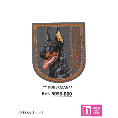 5098-B000 APLICACION TERMOADHESIVA DOBERMAN 50X55 MM POL 100% GRIS VENTA EN BOLSAS DE 3 UD. APROX