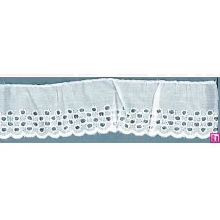 1611035-000 BORDADO FRUNCIDO BATISTA IVET POLIESTER 60%-ALGODON 40% BLANCO Venta en piezas de 11.00 M
