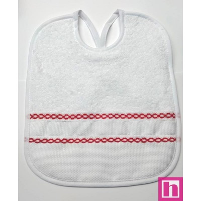 983409-005 BABERO RIZO+PANAMA FRANCO 24X30 POL 60%-ALG 40% BLANCO/ROJO VENTA EN BOLSA DE 3 UDS.