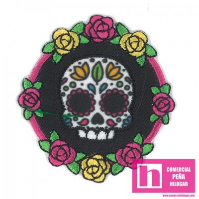 9759-A CALAVERA MEXICANA APLICACIONTERMOADHESIVA 5 X 5 POL 100% NEGRO VENTA EN BOLSAS DE 5 UDS.