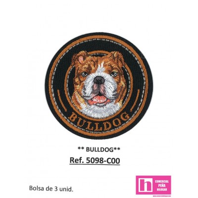 5098-C000 APLICACION TERMOADHESIVA BULLDOG 60 MM POL 100% NEGRO VENTA EN BOLSAS DE 3 UD. APROX