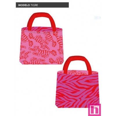 67434 TOTE BAGS TIGRE - REVERSIBLE Y REPELENTE AL AGUA  (14) 45X50 CMS. POLIESTER 100% FUCSIA/ROJO Venta en piezas de 1.00 U
