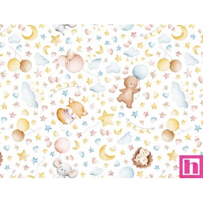 67530 PIQUE ESTAMPADO UMAIL (02) 1.50 M. 170 GR/M2. ALGODON 100% BLANCO/CELESTE Venta en piezas de 6.00 M