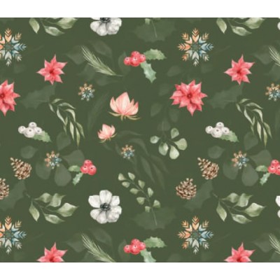 67632 TEJIDO ESTAMPADO DESEOS (03) 1.50 M. 115 GR/M2. ALGODON 100% VERDE Venta en piezas de 7.00 M