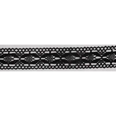 9327-004 ENTREDOS BOLILLO DAIKON 25 MM. ALGODON 100% NEGRO Venta en piezas de 25.00 M