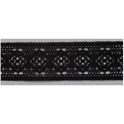 9334-004 ENTREDOS BOLILLO AJENUZ 45 MM. ALGODON 100% NEGRO Venta en piezas de 25.00 M