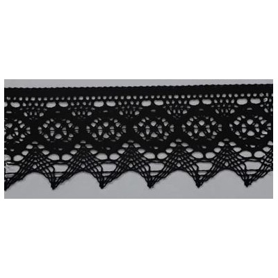 9335-004 PUNTILLA BOLILLO AJENUZ 55 MM. ALGODON 100% NEGRO Venta en piezas de 25.00 M