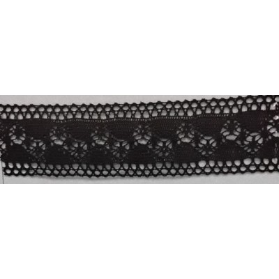 9336-004 ENTREDOS BOLILLO ALBAHACA 40 MM. ALGODON 100% NEGRO Venta en piezas de 25.00 M