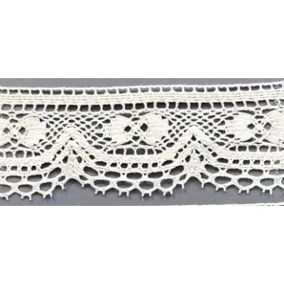 9474-000 PUNTILLA BOLILLO CURCUMA 60 MM. ALGODON 100% BLANCO Venta en piezas de 25.00 M