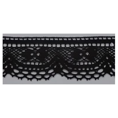 9474-004 PUNTILLA BOLILLO CURCUMA 60 MM. ALGODON 100% NEGRO Venta en piezas de 25.00 M