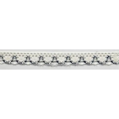 9623-43 PUNTILLA BOLILLO ACHIOTE 15 MM. POLIESTER 100% MARFIL/AZUL Venta en piezas de 25.00 M