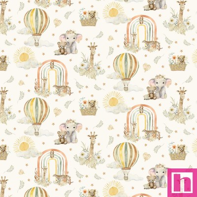 P121-MMEN6117E PATCH. AMERICANO MINI MENAGERIE (03) 110 CM. ALGODON 100% CREMA Venta en piezas de 7.00 M