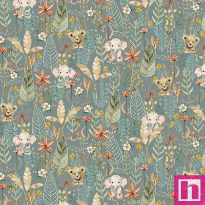 P121-MMEN6118DT PATCH. AMERICANO MINI MENAGERIE (09) 110 CM. ALGODON 100% AZUL Venta en piezas de 7.00 M