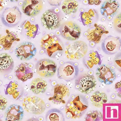 P121-SSWE6148C PATCH. AMERICANO SPRING SWEETIES (01) 110 CM. ALGODON 100% LILA/MULTI Venta en piezas de 7.00 M