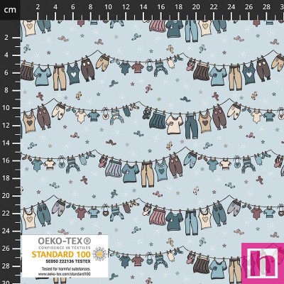 P137-4504-134 PATCH.AMERICANO LAUNDRY HOUR (02) 110 CM. ALGODON 100% CELESTE Venta en piezas de 6.00 M