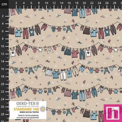 P137-4504-139 PATCH.AMERICANO LAUNDRY HOUR (07) 110 CM. ALGODON 100% BEIG Venta en piezas de 6.00 M