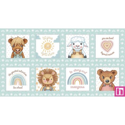 P140-1723P-16 PATCH. AMERICANO BOHO BUDDIES (06) PANEL 60X110 CM. ALGODON 100% MENTA Venta en piezas de 6.80 M