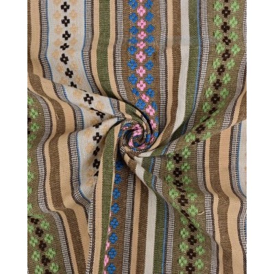 P69-9282-652 ALPUJARREÑA MEXICAN (06) 1.50 M. 200 GR/M2. POLIESTER 100% BEIG/VERDE Venta en piezas de 6.00 M