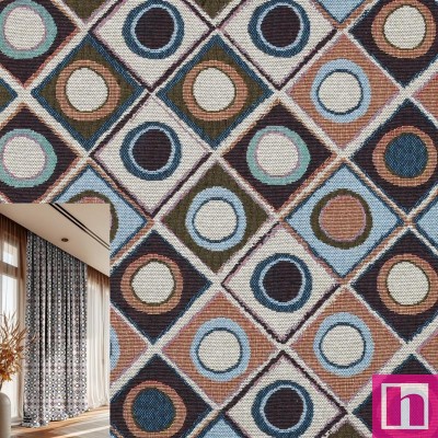 P94-3552-001 TEJIDO GOBELINO RETRO (03) 150 CM. 320 GR/M2. POLIESTER 80%-ALGODON 20% MULTI Venta en piezas de 6.00 M