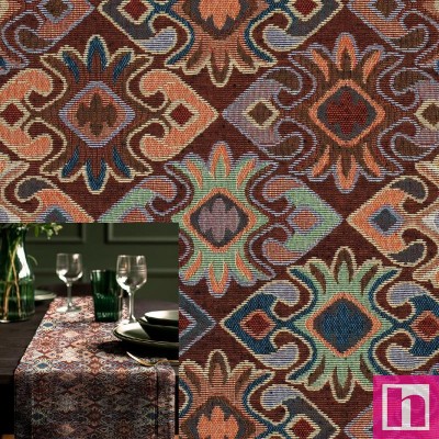 P94-3557-001 TEJIDO GOBELINO BOHEMIO (01) 150 CM. 320 GR/M2. POLIESTER 80%-ALGODON 20% MULTI Venta en piezas de 6.00 M