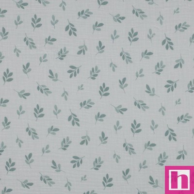 P94-5533-001 DOBLE GASA ESTAMPADA HELECHO (01) 135 CM. 125 GR/M2. ALGODON 100% MARFIL/VERDE Venta en piezas de 6.00 M