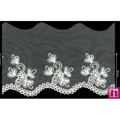 46909 TIRA ENCAJE TUL BORDADO ALGODON 50%-NYLON 50% NATURAL Venta en piezas de 27.00 M