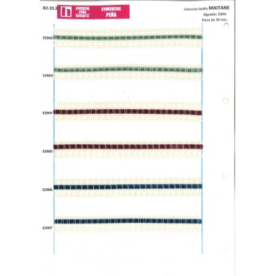 52902 MAITANE GALON PASACINTAS BOLILLO 20 MM. ALGODON 100% MARFIL/VERDE Venta en piezas de 30.00 M