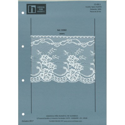 55962 FAUSTIN PUNTILLA NYLON 110 MM. POLIAMIDA 100% MARFIL Venta en piezas de 20.00 M