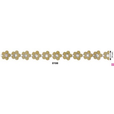 613573-100 CADENA FANTASIA BERILIO 10 MM. ABS+CRISTAL DORADO Venta en piezas de 9.10 M