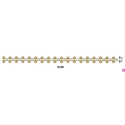613575-100 CADENA FANTASIA RADIO 9 MM. ABS+CRISTAL DORADO Venta en piezas de 9.10 M
