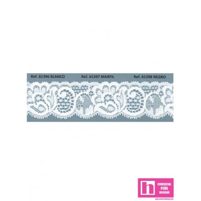 61396 PUNTILLA NYLON  ELASTICO ADRIANO 35 MM. POLIAMIDA 100% BLANCO Venta en piezas de 20.00 M