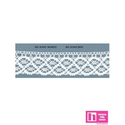 61441 PUNTILLA BOLILLO MADAM 40 MM. ALGODON 100% BLANCO Venta en piezas de 20.00 M