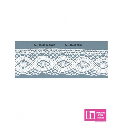 61443 PUNTILLA BOLILLO MADAM 45 MM. ALGODON 100% BLANCO Venta en piezas de 20.00 M