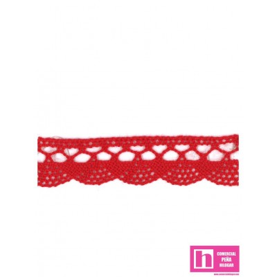 61485 PUNTILLA BOLILLO TRAVIATA 15 MM. ALGODON 100% ROJO Venta en piezas de 20.00 M