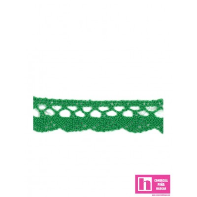 61492 PUNTILLA BOLILLO TRAVIATA 15 MM. ALGODON 100% VERDE Venta en piezas de 20.00 M