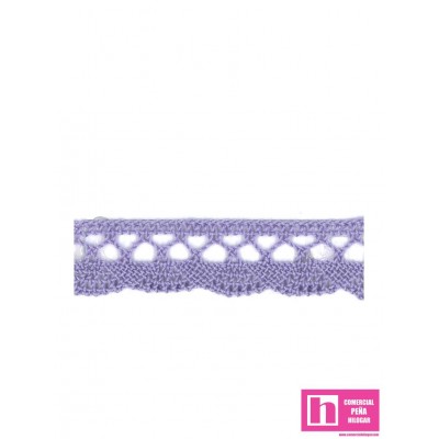 61495 PUNTILLA BOLILLO TRAVIATA 15 MM. ALGODON 100% LILA Venta en piezas de 20.00 M