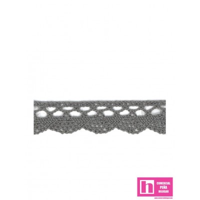 61505 PUNTILLA BOLILLO TRAVIATA 15 MM. ALGODON 100% GRIS Venta en piezas de 20.00 M