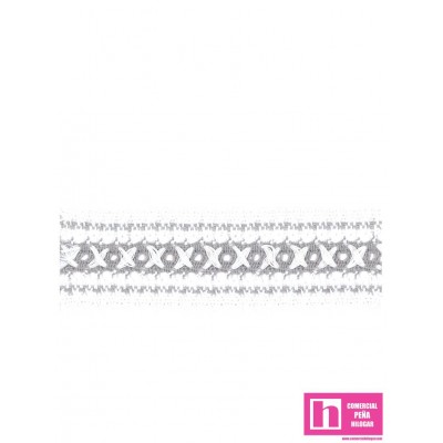 61517 ENTREDOS BOLILLO FABRICIO 40 MM. POLIESTER 100% BLANCO/GRIS Venta en piezas de 15.00 M