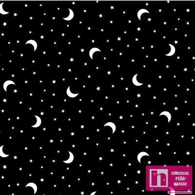 63201 PATCH.AMERICANO HOCUS POCUS (06) 110 CM. ALGODON 100% NEGRO - BRILLA OSCURIDAD - Venta en piezas de 6.80 M