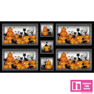 64154 PATCH.AMERICANO TRICK OR TREAT (13) PANEL 60X110 CM. ALGODON 100% GRIS/MULTI Venta en piezas de 6.80 M