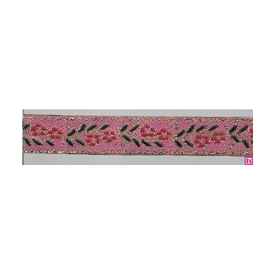 655367-0006 CINTA JACQUARD CLIO 25 MM. POLIESTER 100% ROSA/DORADO Venta en piezas de 7.00 M