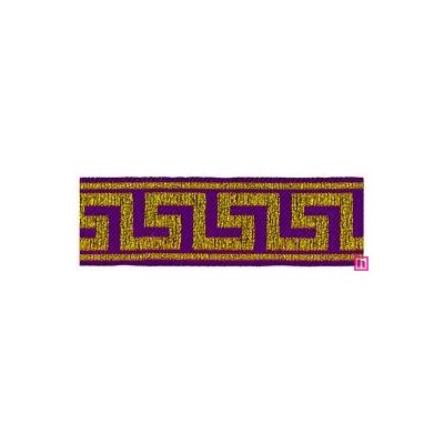 655368-0022 CINTA JACQUARD ZITA 25 MM. POLIESTER 100% MORADO/DORADO Venta en piezas de 7.00 M