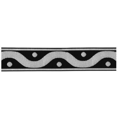 655376-101 CINTA JACQUARD RAYAN 33 MM. POLIESTER 100% NEGRO/PLATA Venta en piezas de 7.00 M