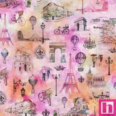 65873 PATCH.AMERICANO WELL ALWAYS HAVE PARIS (02) 110 CM. ALGODON 100% ROSA Venta en piezas de 6.80 M