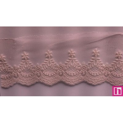 66442 TIRA BORDADA TUL RANIA 55 MM. POLIESTER 100% ROSA/MARFIL Venta en piezas de 13.80 M