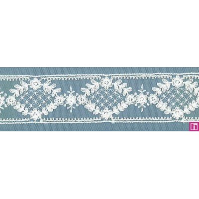 66444 ENTREDOS BORDADO TUL SELENA 37 MM. POLIESTER 100% NATURAL Venta en piezas de 13.80 M